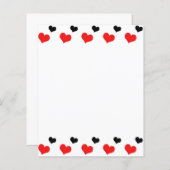 Feuille papier Coeurs rouge et noir (Devant / Derrière)