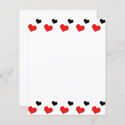 Feuille papier Coeurs rouge et noir (Devant / Derrière)