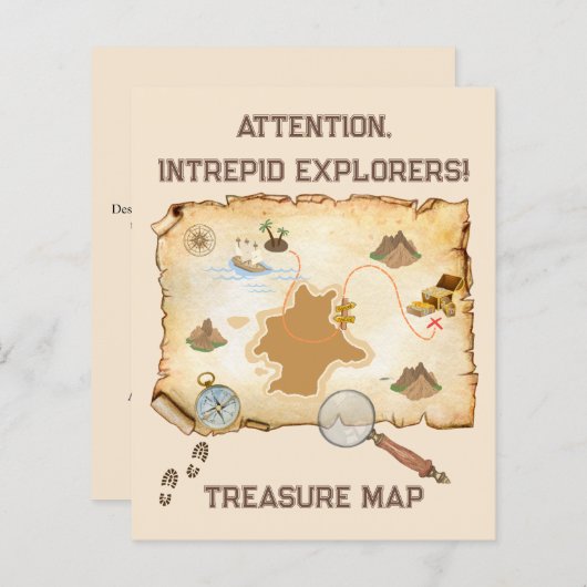 Feuille papier de carte du trésor (Devant / Derrière)