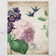 Feuille papier de scrapbooking vintage Floral