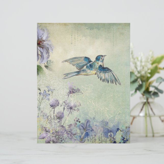 Feuille papier de scrapbooking vintage Floral (Debout devant)