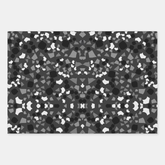 feuille papier d'emballage en terrazzo gris noir (Devant 3)