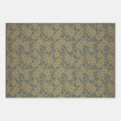 feuille papier d'emballage vintage doré gris broca (Devant)