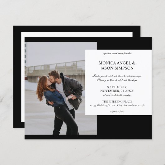 Feuille papier d'invitation pour mariage élégant p (Devant / Derrière)