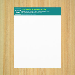 Feuille papier en-tête vert Turquoise pour entrepr