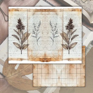 Feuille papier journal vintage de junk botanique