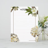 Feuille papier lin en fleurs de prune (Debout devant)