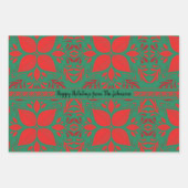 Feuille papier Motif rouge et vert festif (Devant 3)