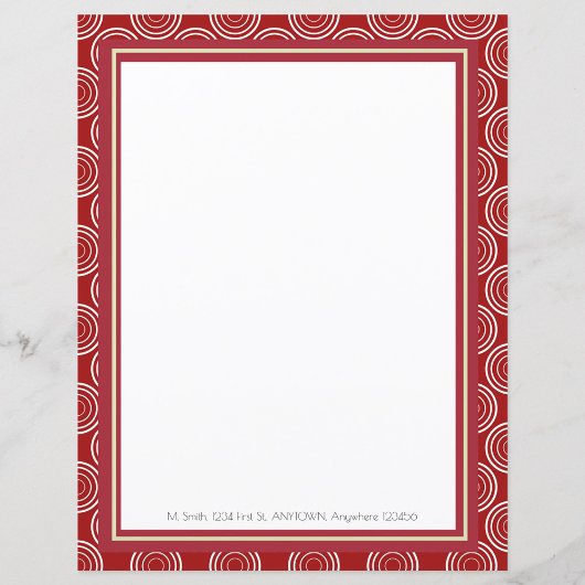 Feuille papier personnalisée Art Déco Rouge & Or