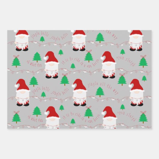 Feuille plat père Noël Gnome Wrapper Paper Set de (Devant 3)