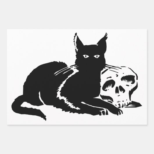 FEUILLE PLATE-FEUILLE CADEAU DÉFINI HALLOWEEN NOIR (Devant)