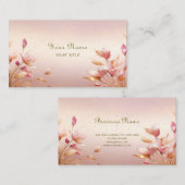 Feuille rose or Carte de visite floral (Devant / Derrière)