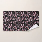 Feuille rose pastel et Motif noir (Serviette à main)