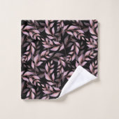 Feuille rose pastel et Motif noir (Gant de toilette)