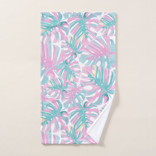 Feuille rose tropical (Serviette à main)
