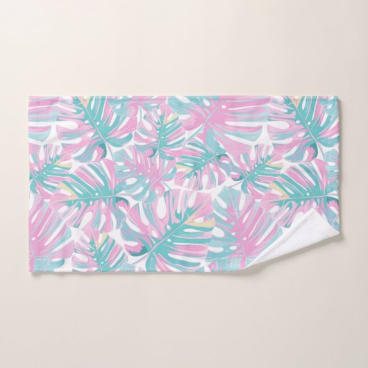 Feuille rose tropical (Serviette à main)