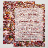 Feuille rouge Rustique Invitations de mariage d'au (Devant / Derrière)