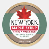 Feuille rouge terreuse sur Étiquette de sirop d'ér (Devant)