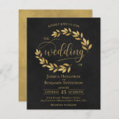 Feuille rustique Noir & Or BUDGET Mariage Inviter (Devant / Derrière)