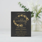 Feuille rustique Noir & Or BUDGET Mariage Inviter (Debout devant)