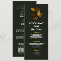 Feuille Rustique, Restaurant Menu Mince