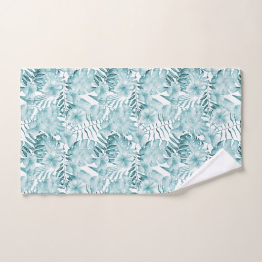 Feuille tropical Aqua    (Serviette à main)