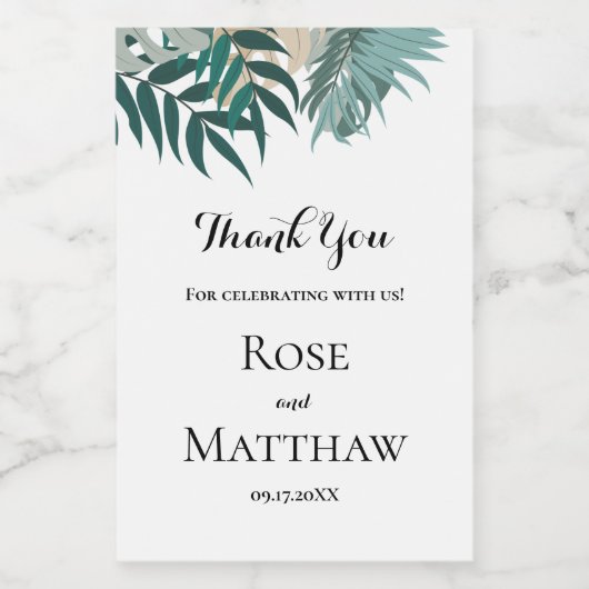 Feuille tropical Mariage de Merci Mini Étiquette d (Étiquettes simples)