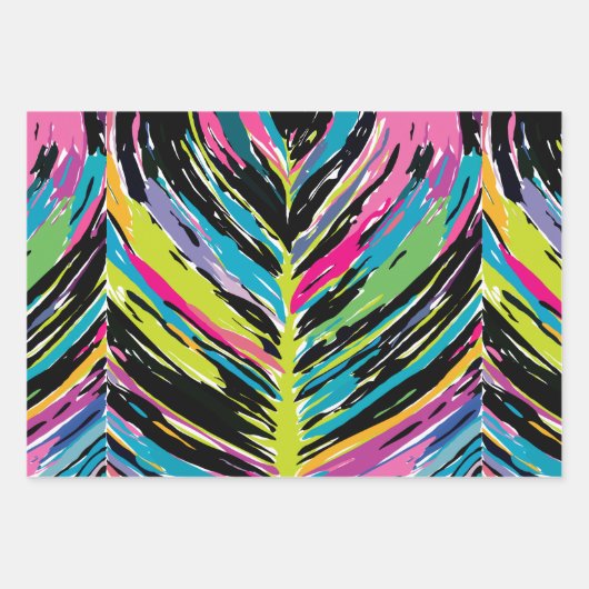 Feuille tropicale Abstraite vibrante multicolore (Devant 3)