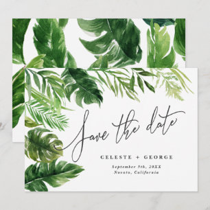Feuille tropicale aquarelle florale save the date