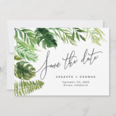 Feuille tropicale aquarelle florale save the date (Devant)