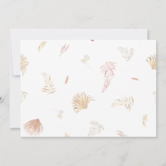 feuille tropicale Faire-part de mariage or pastel (Dos)