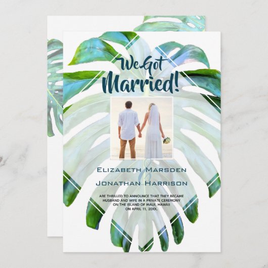 Feuille tropicale juste marié Faire-part Mariage (Devant / Derrière)