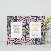 Feuille tropicaux rose, programme de mariage à deu (Debout devant)