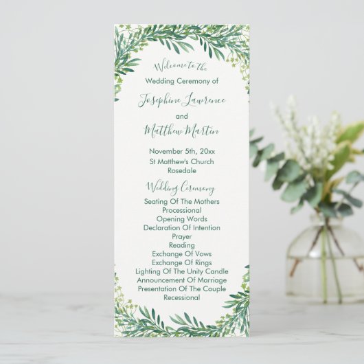 Feuille verdure Programmes de mariage du feuillage (Debout devant)