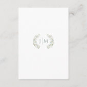 Feuille vert Roses blanches Mariage Détails Cartes (Dos)