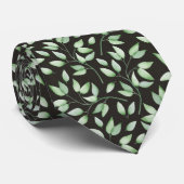 Feuille vert sur le cadeau de cravate noire pour (Roulé)