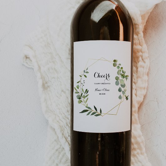 Feuille vert tropical Étiquettes de vin Mariage