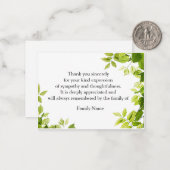 Feuille verte après les funérailles Merci Cartes (Devant/Arrière en situation)