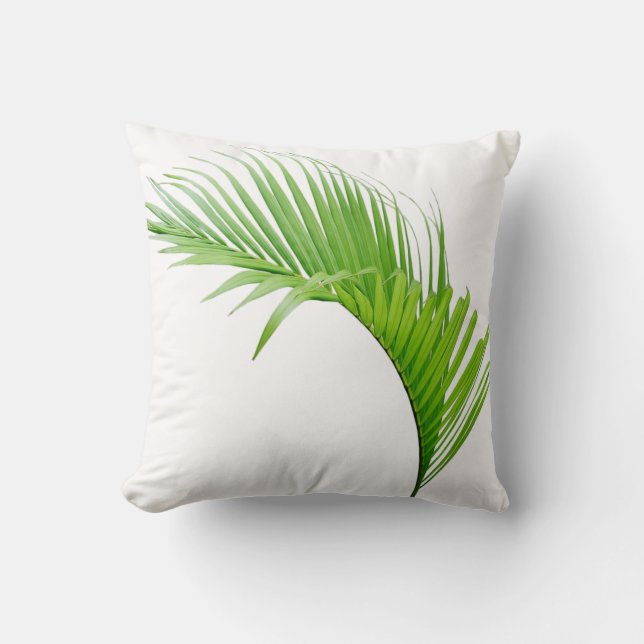 Feuille verte de palmier tropical sur un coussin j (Recto)