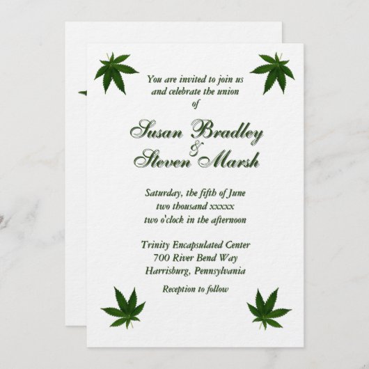 Feuille verte emblématique sur Faire-part de maria (Devant / Derrière)