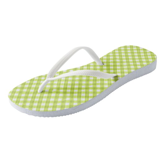 Feuilles à tongs design En vichy citron vert (Incliné)