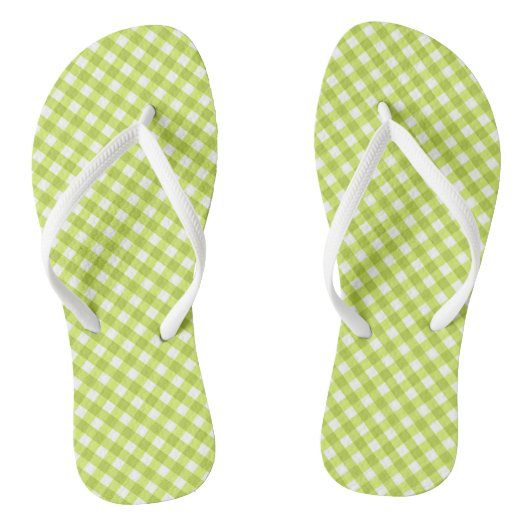 Feuilles à tongs design En vichy citron vert (Semelle)