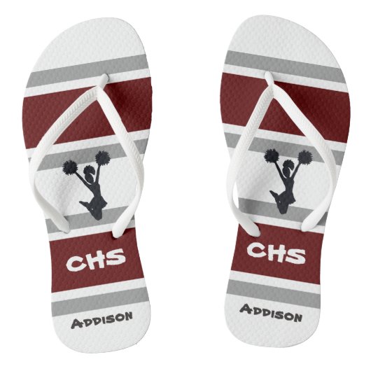 Feuilles à tongs rouges et gris personnalisées (Semelle)