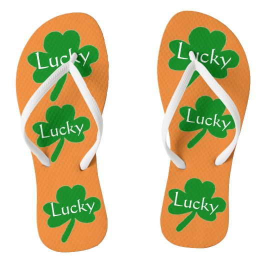 Feuilles à tongs shamrock vert blanc orange (Semelle)