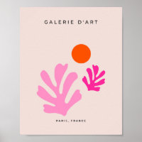 Feuilles Abstraits rose orange moderne formes déco