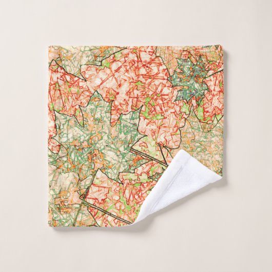 feuilles Abstraits sur corail rayé arrière - plan (Gant de toilette)