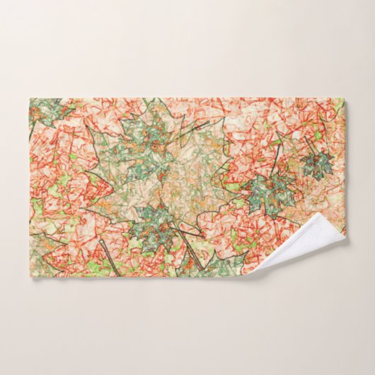feuilles Abstraits sur corail rayé arrière - plan (Serviette à main)
