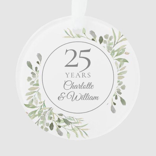 Feuilles Aquarelle Douce 25e Anniversaire (devant)