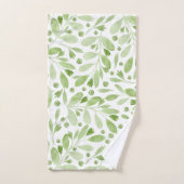 Feuilles aquarelles rustiques vert sauge et blanc (Serviette à main)