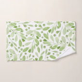 Feuilles aquarelles rustiques vert sauge et blanc (Serviette à main)